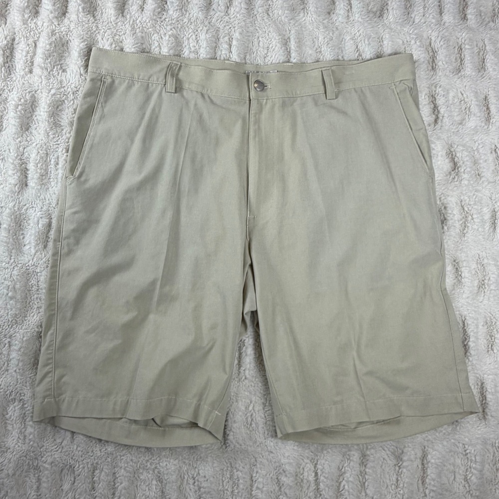 Peter Millar Mens Khaki Golf Shorts Size 38 Tan Flat Front Performance Classic